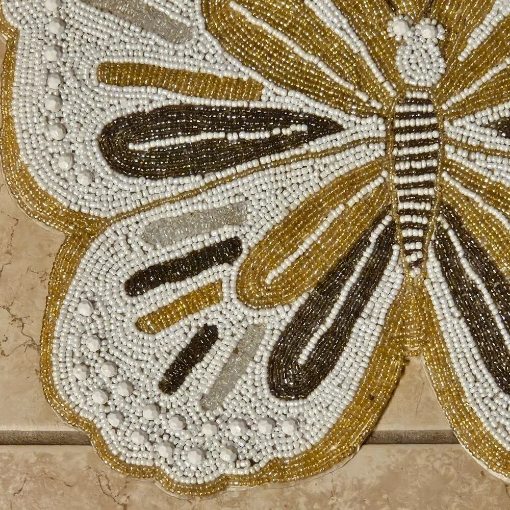 VERY RARE KIM SEYBERT BUTTERFLY WHITE GOLD CRYSTAL PLACEMAT CHARGER CENTERPIECE